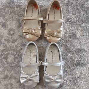 Silver & Gold Dress Shoes. 2 Pairs Size 7 Toddler